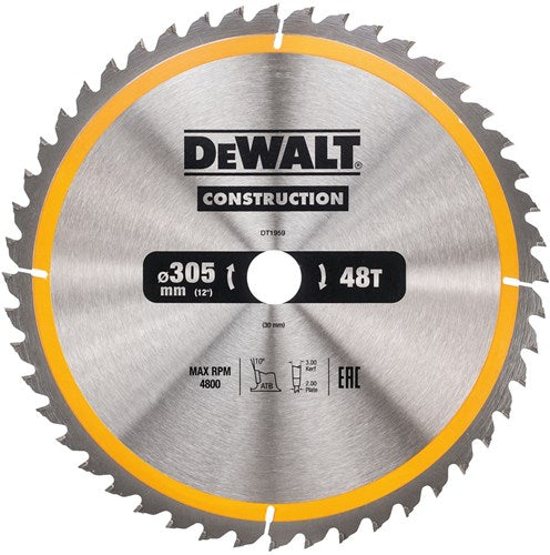 Accesorios Dewalt hoja de sierra circular 305x30x48t, positivo 10°, muesca 3mm - dt1959-qz