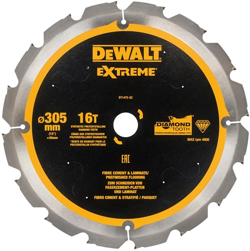 Accesorios Dewalt hoja sierra circular pcd fibrocemento laminado 305x30x16t - dt1475-qz