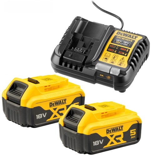 Accessori Dewalt set valore batteria 18v dcb1104p2-qw: 2 batterie da 5,0 Ah + caricatore multiplo XR - dcb1104p2-qw