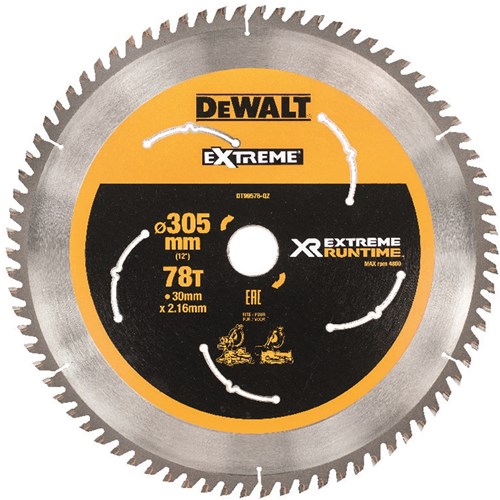 Accesorios Dewalt hoja de sierra circular de tiempo de ejecución extremo 305 mm x 30 mm 80 t - dt99576-qz