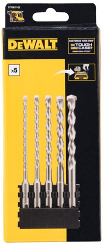 Porta accesorios Dewalt + sds plus | 5 piezas | 5x160 mm x1, 6x160 mm x1, 8x160 mm x1, 10x160 mm x1, 12x160 mm x1 - dt70837-qz