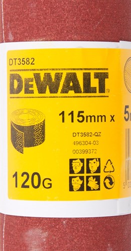 Accesorios dewalt papel de lija, rollo 5 metros, 115mm, k120 - dt3582-qz