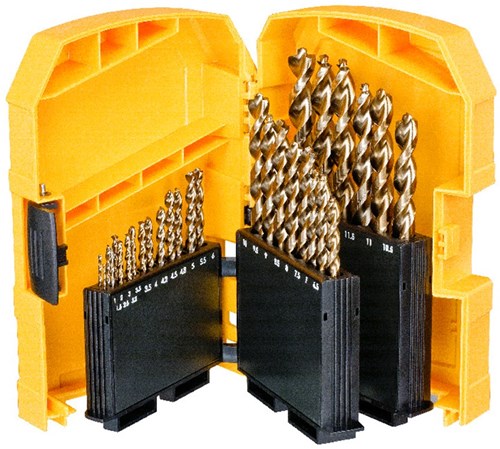 Dewalt accesorios estuche rígido, 29 piezas, broca para metal hss-g extremo 2 (ø1mm-13mm) - dt7926-xj