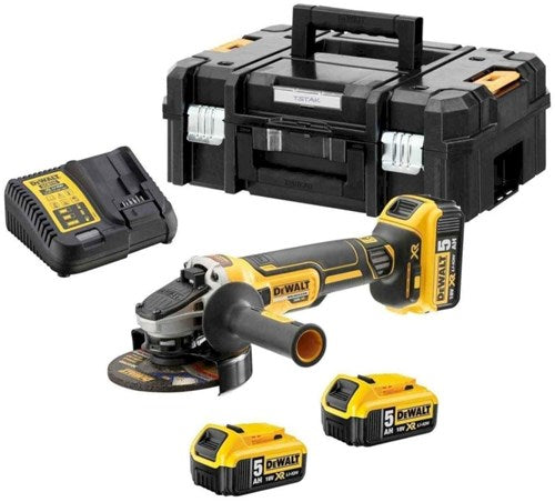 Amoladora angular inalámbrica Dewalt dcg405p3 | 125 mm azul | 3x iones de litio xr 18v 5.0ah | +tstak - dcg405p3-qw