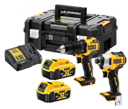 Dewalt dck2062m2t-qw set combinato 18v 4.0ah ioni di litio - trapano a percussione a batteria dcd709 + avvitatore a percussione dcf809 - dck2062m2t-qw