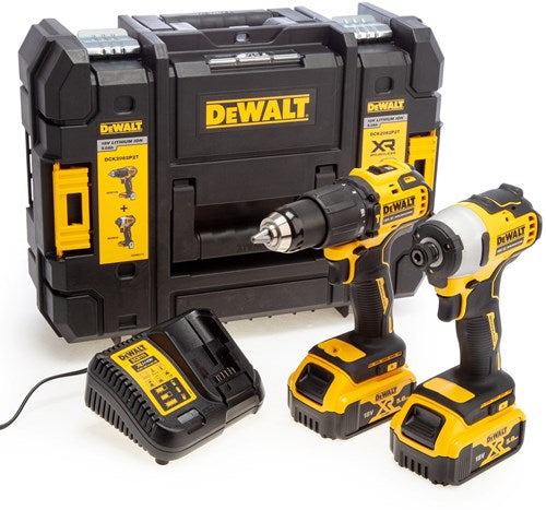 Dewalt dck2062p2t set combinato 18v 5.0ah ioni di litio - trapano a percussione a batteria dcd709 + avvitatore a percussione dcf809 - dck2062p2t