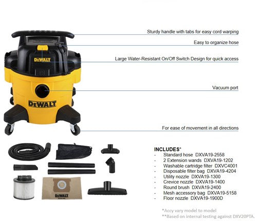 Dewalt dxv20pta - aspiraliquidi da 20 l | aspirapolvere per liquidi e solidi | con pta - dxv20pta