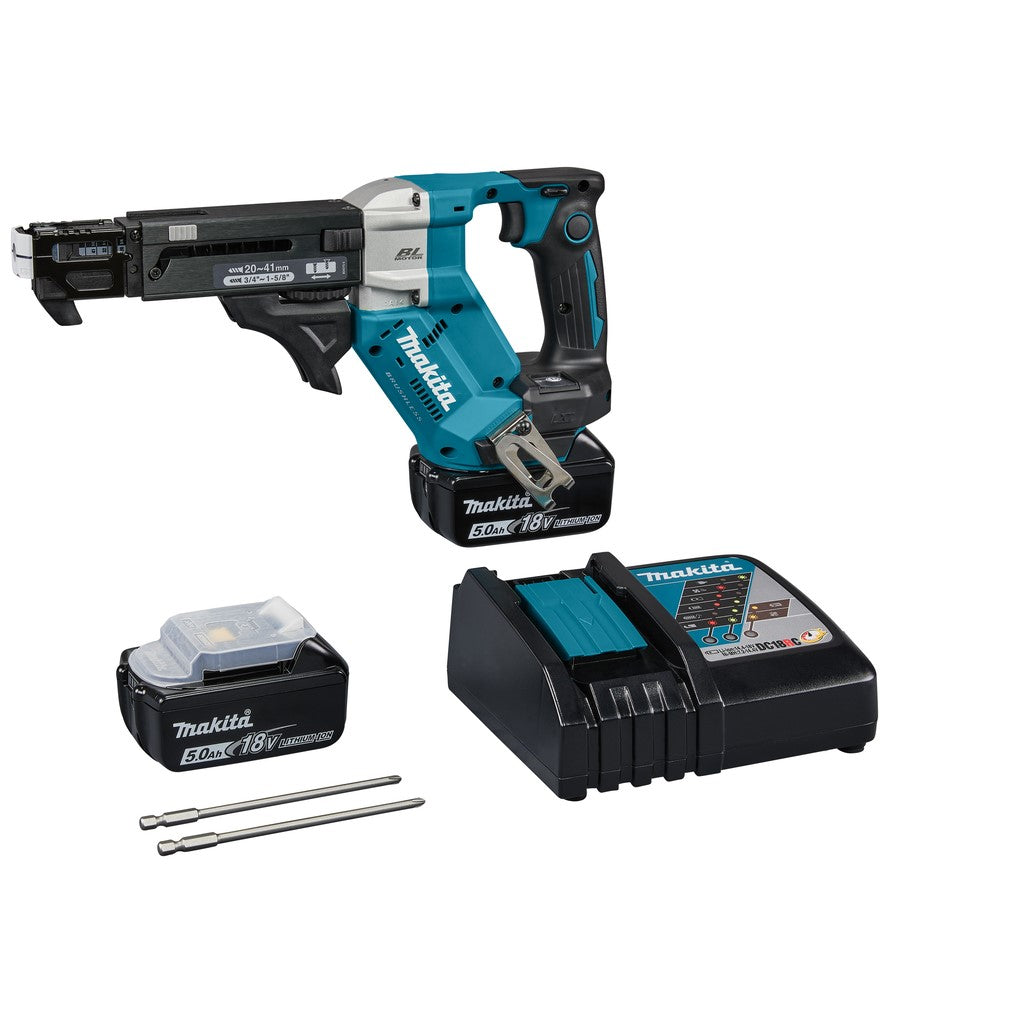 Makita dfr452rtj | 18v | máquina de tornillo | 20-41 mm | Batería de 5,0 ah (2 piezas) | cargador rápido en mbox dfr452rtj