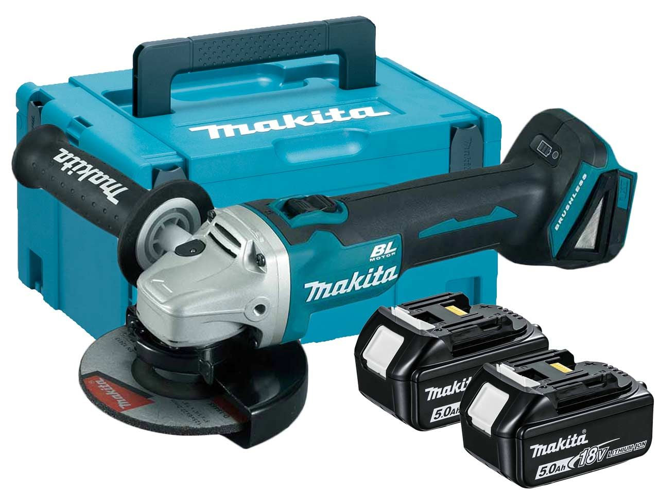 Amoladora angular a batería Makita 125mm 18v 5.0ah