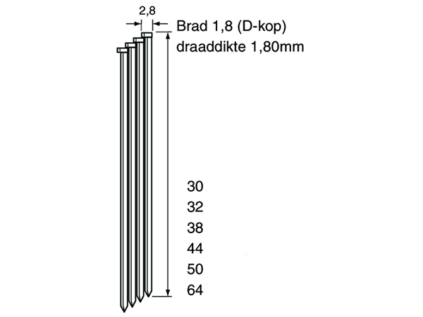Dutack brad da18 crvs 50 mm caja 4 mil - 5150017