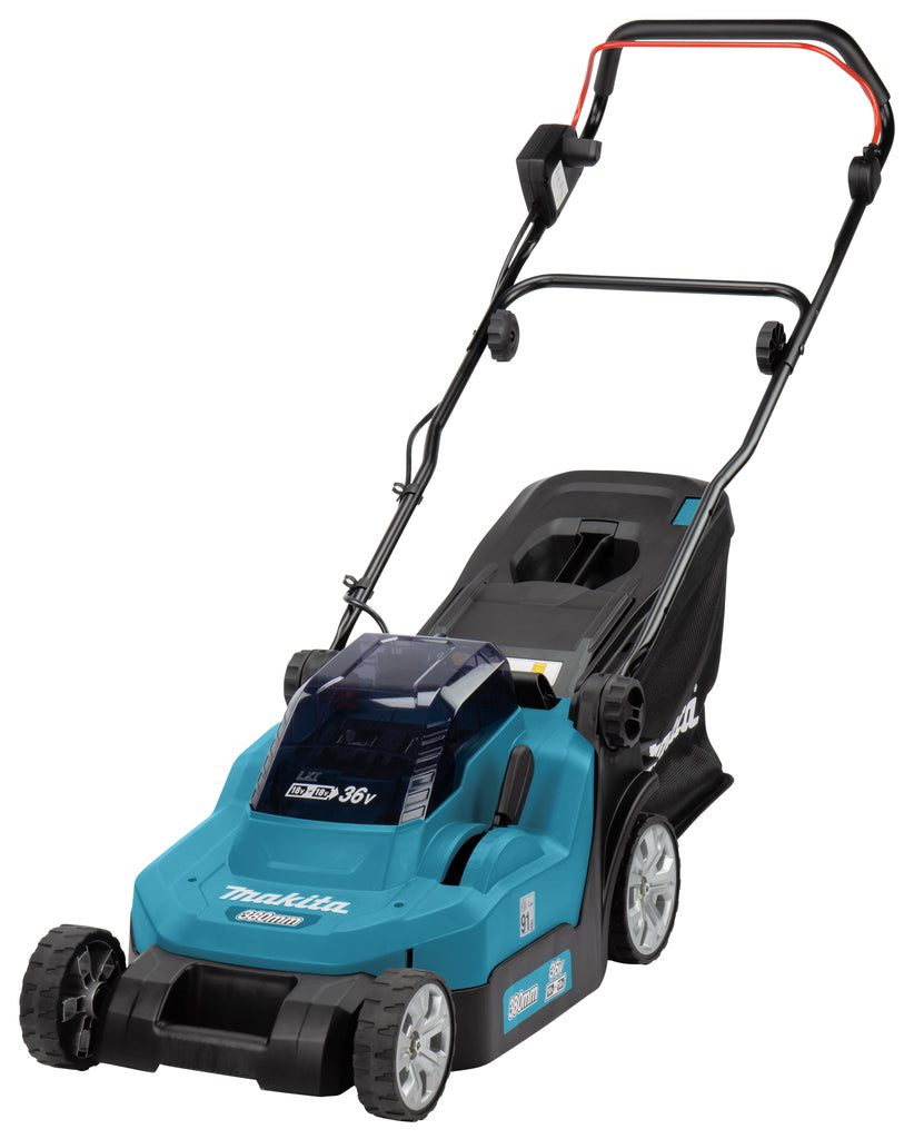 Cortacésped Makita dlm382cm2 2x18 v batería de 38 cm 4,0 ah (2 piezas), cargador dúo (dc18sh), en caja - dlm382cm2
