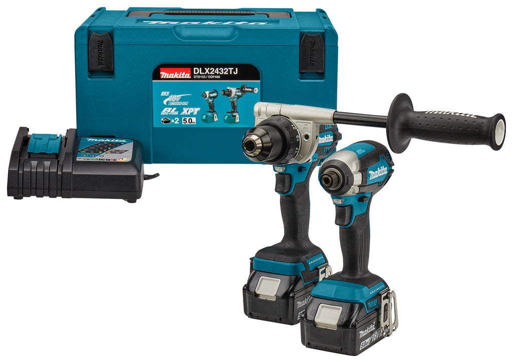 Conjunto combinado Makita: ddf486, dtd153, cargador rápido de baterías 5.0ah (2 piezas) en mbox