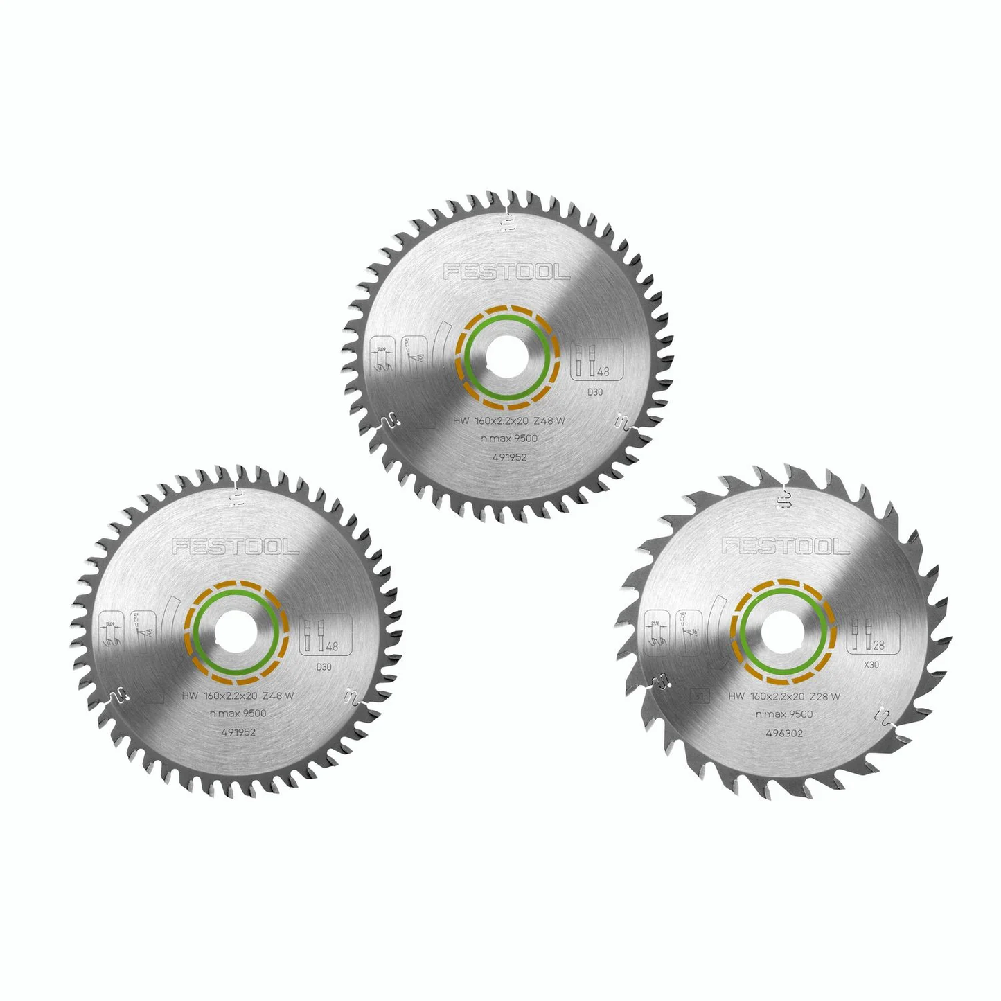 Accesorios Festool ksb-sort 3 w 160x2,2 juego de hojas de sierra | para materiales gruesos – 578565