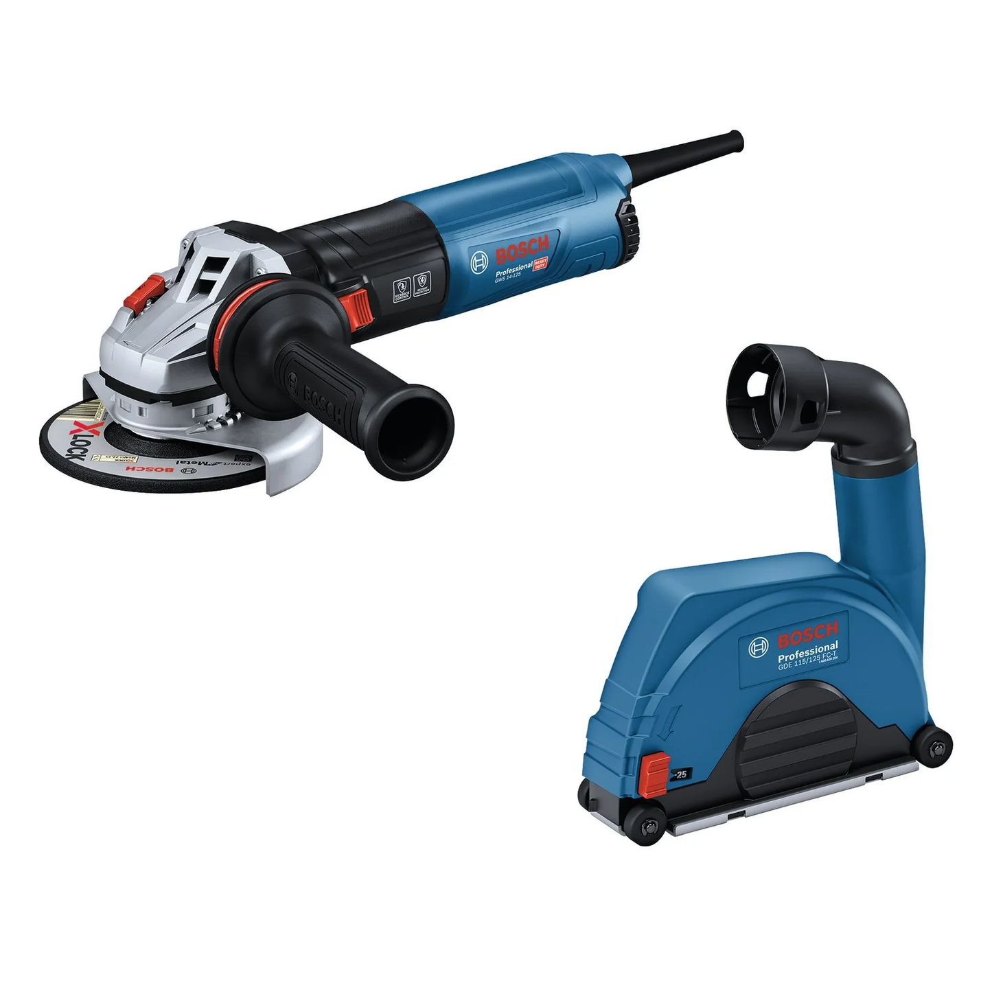 Amoladora angular bosch azul gws 14-125 125mm 1400w + campana extractora gde 115 125 fc-t - 0615a5004r