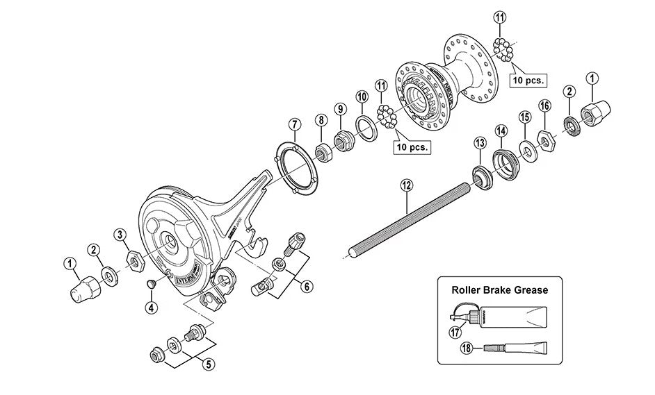 Shimano v-axle cono mozzo sinistro mozzo freno a rulli dyna m9x11.94