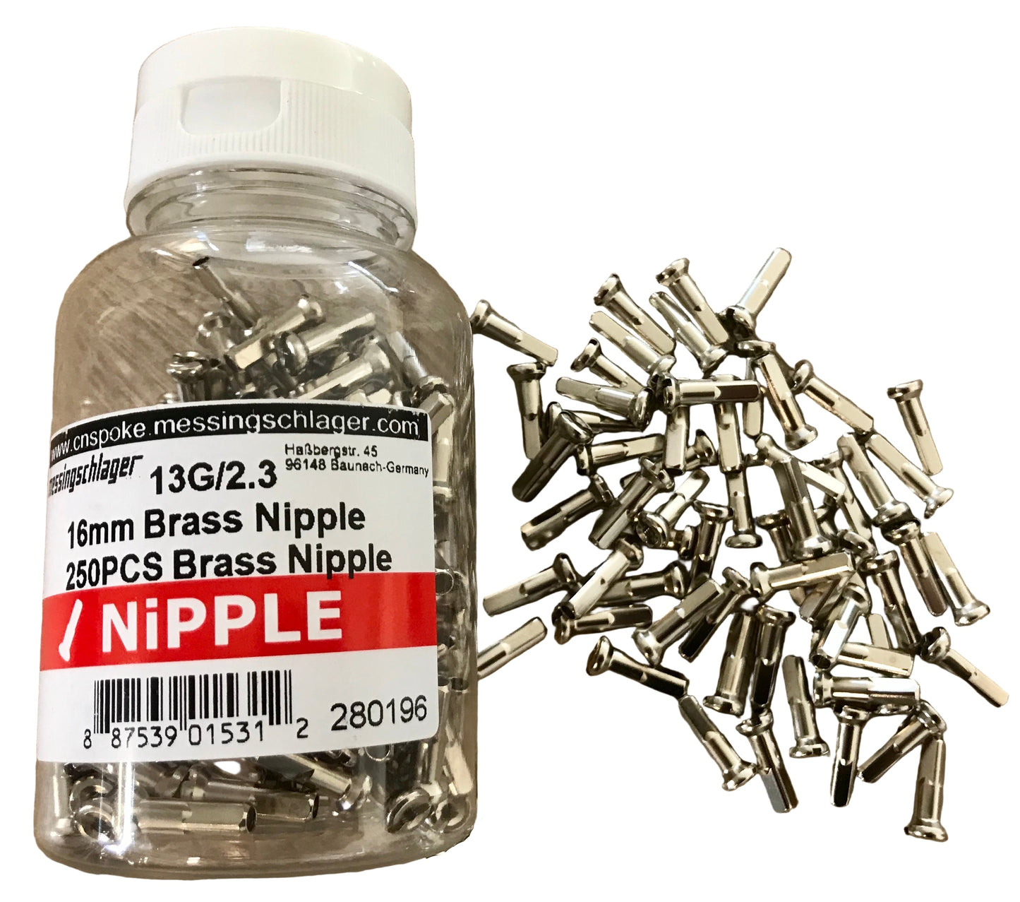 Cuscinetto in ottone e nipplo raggio raggio 13 cerchio 14 sottile - 16 mm. (350)