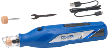 Sistema multiherramienta Dremel 7350ja (kit de cuidado de uñas para mascotas modelo 7350, accesorio que incluye tapa protectora, 2 piedras de afilar, cable USB, llave, manual, práctica guía de inicio rápido) - f0137350pa