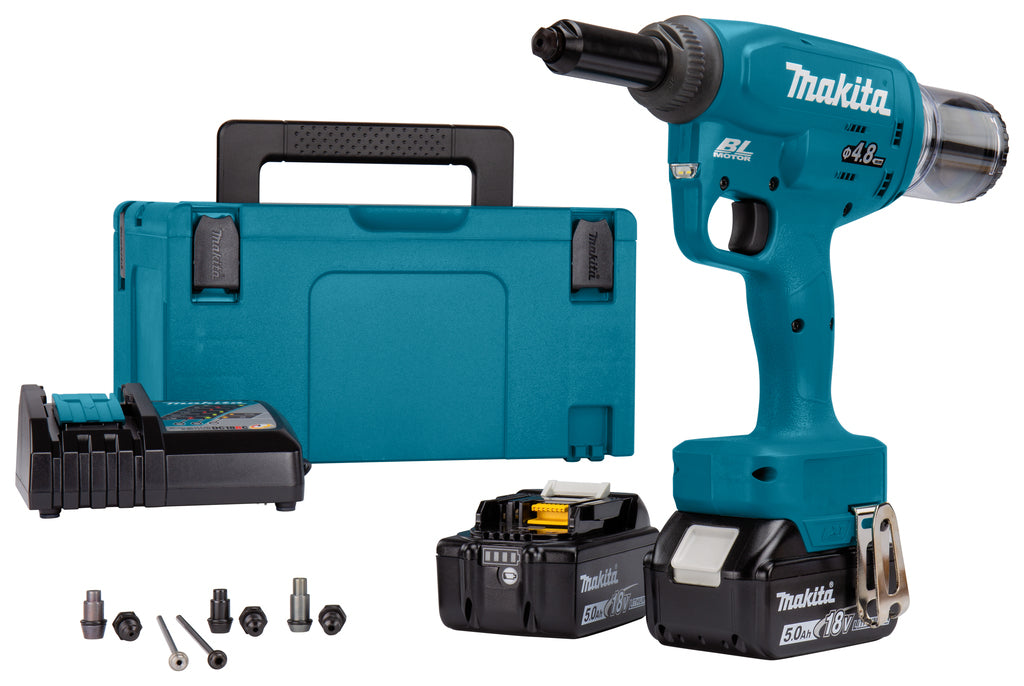 Makita drv150rtj | alicates para remachar a batería |18v | 5.0ah | iones de litio | mbox