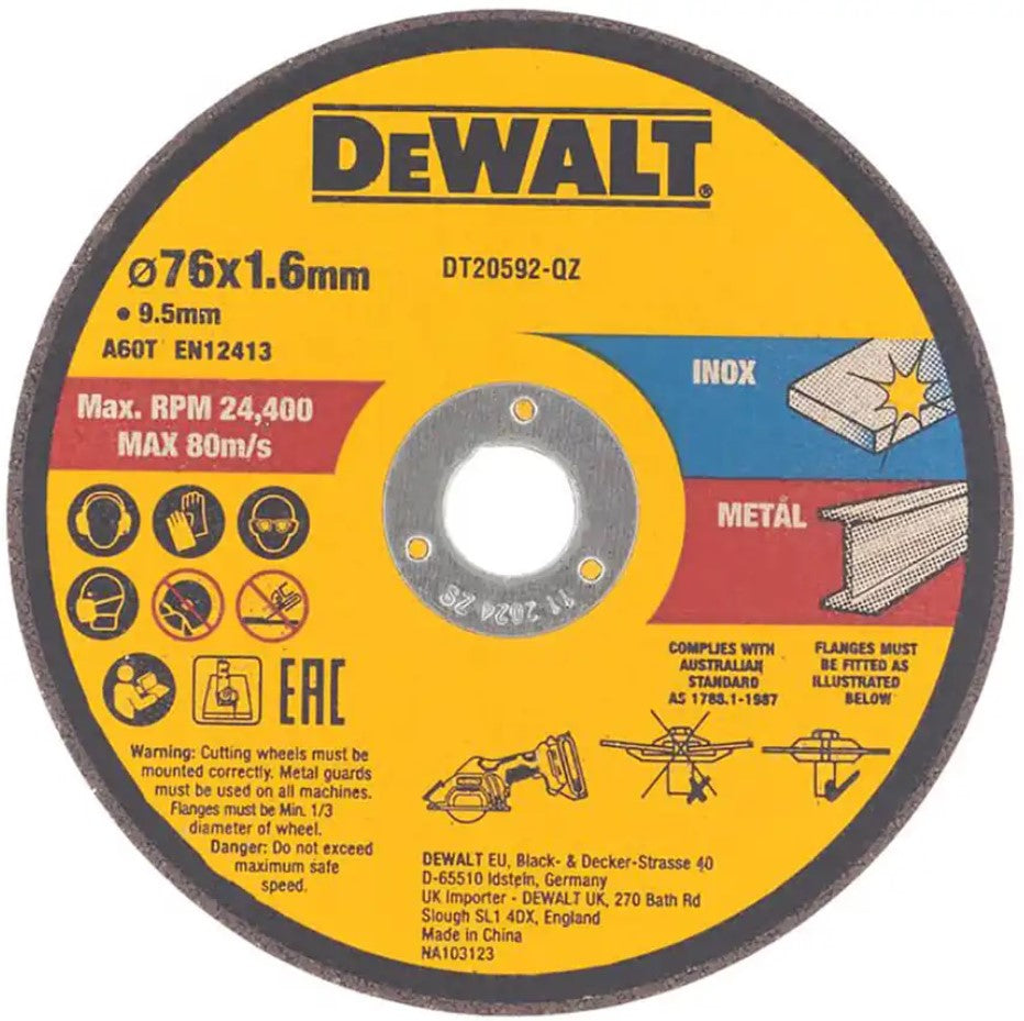 Accessori Dewalt disco da taglio dt20592-qz | metallo | 76 x 1,0 x 22,23 mm | 3 pezzi - dt20592-qz