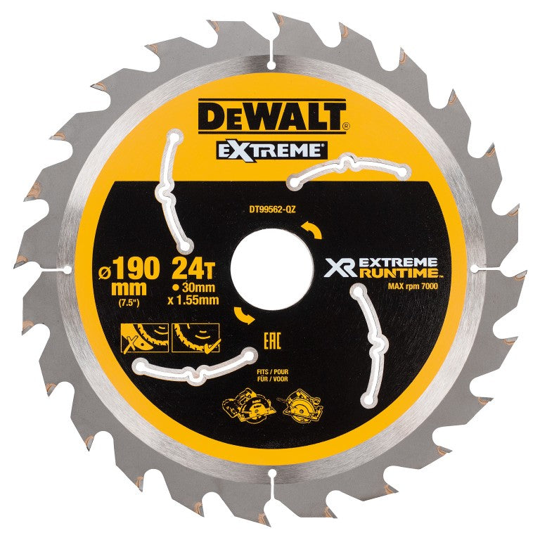 Accesorios Dewalt hoja de sierra circular dt99562 xr 190x30mm 24 dientes - dt99562-qz
