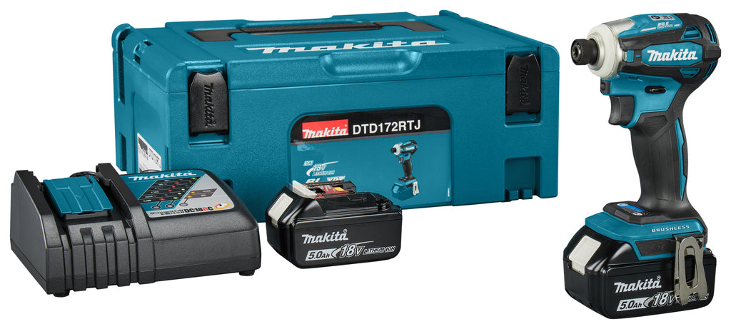Makita dtd172rtj | destornillador de impacto inalámbrico | 18v | 2 baterías de 5,0 ah + cargador rápido | en mbox dtd172rtj