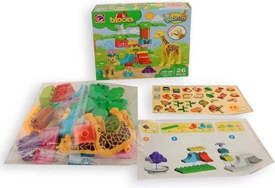 Jonotoys blocca blocchi di costruzione con 3 animali zoo e caregiver