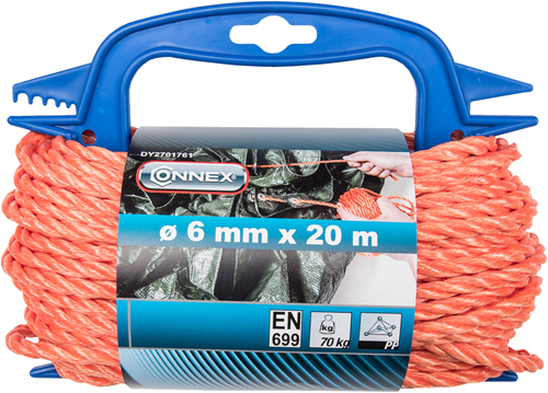 Connex pp touw 6mm 70kg oranje haspel 20m - dy2701761