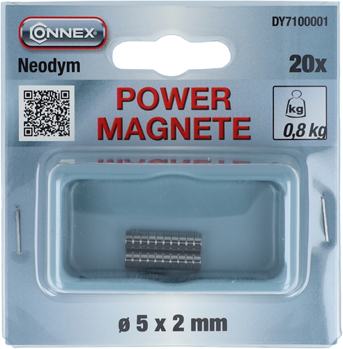 Connex magnete al neodimio rotondo 5x2 20 pezzi 0,8 kg - dy7100001