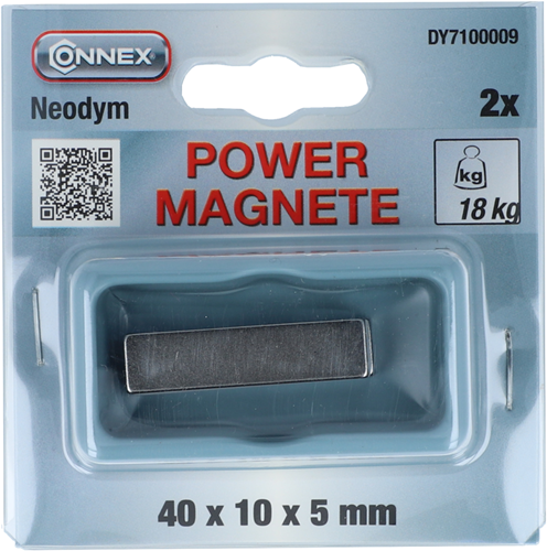 Connex magneet neodym sq.40x10x5 2st 18kg - dy7100009