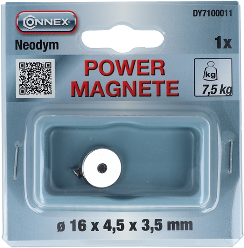 Magnete Connex neodimio tondo 16x4x3 7,5kg - dy7100011