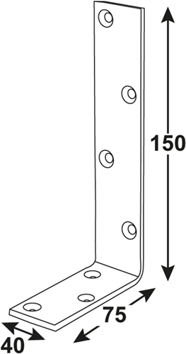 Connex gebogen winkelhaak - hoekijzer 150x75x40 bvz - dyb2004032