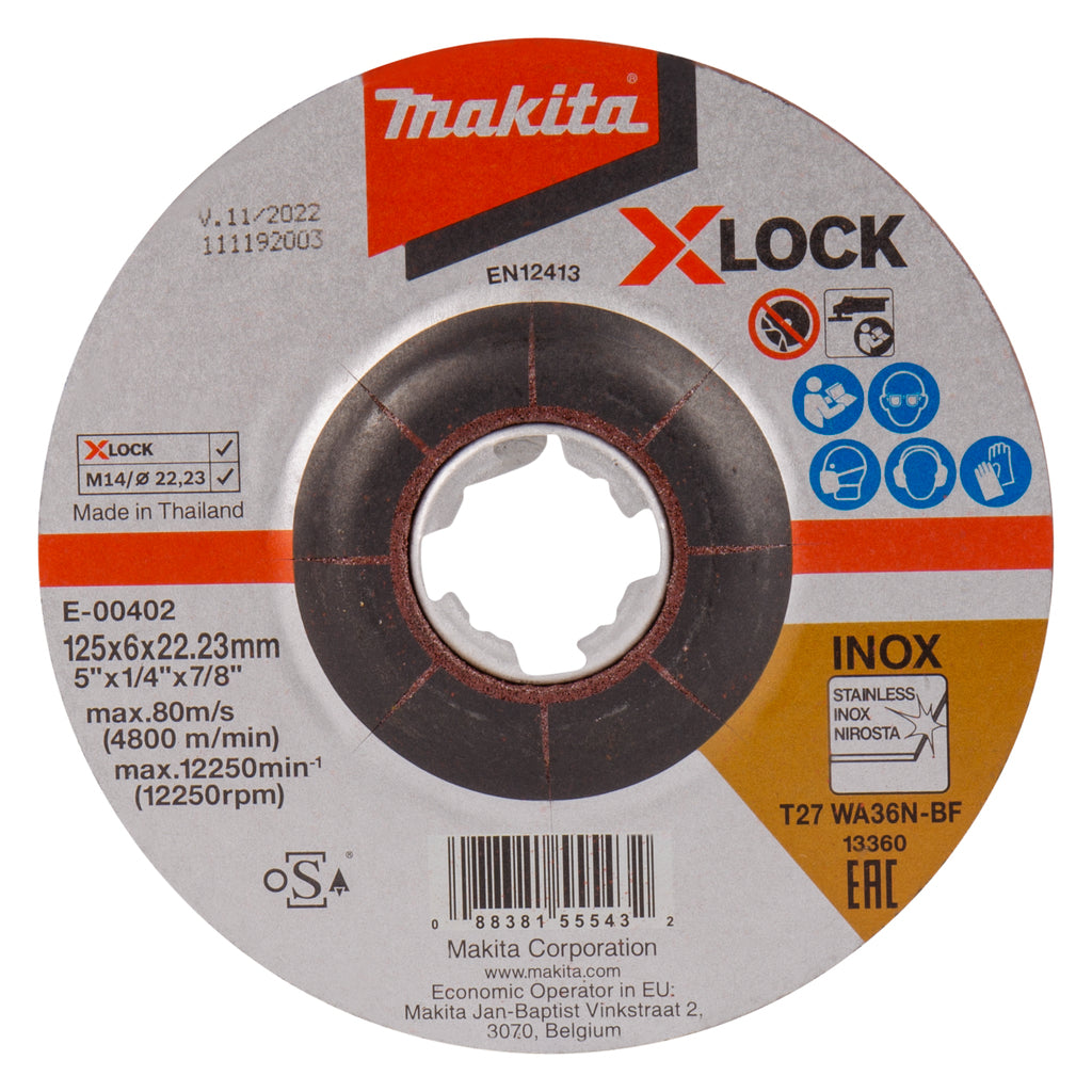 Accessori Makita e-00402 | disco abrasivo | x-lock | 125x6,0x22,23 mm acciaio inossidabile - e-00402