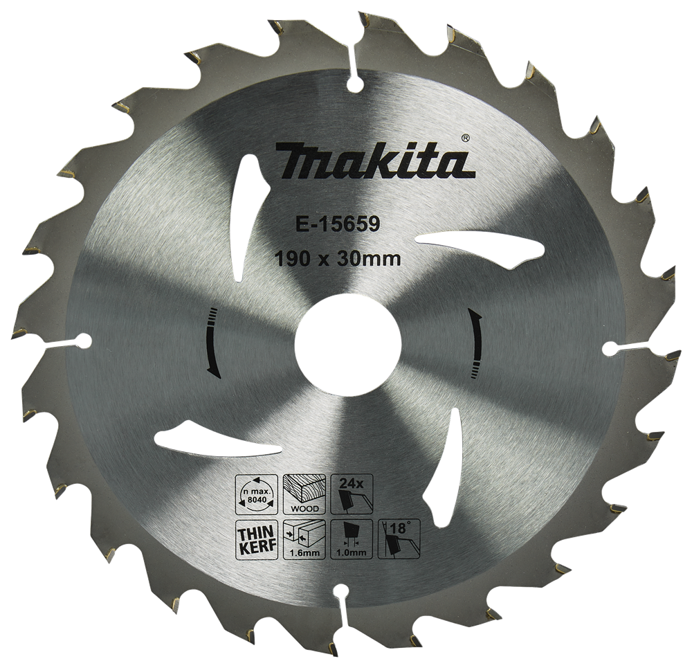 Accessori Makita lama per sega circolare legno | 190x30x1,6 24t 18g - e-15659 - e-15659