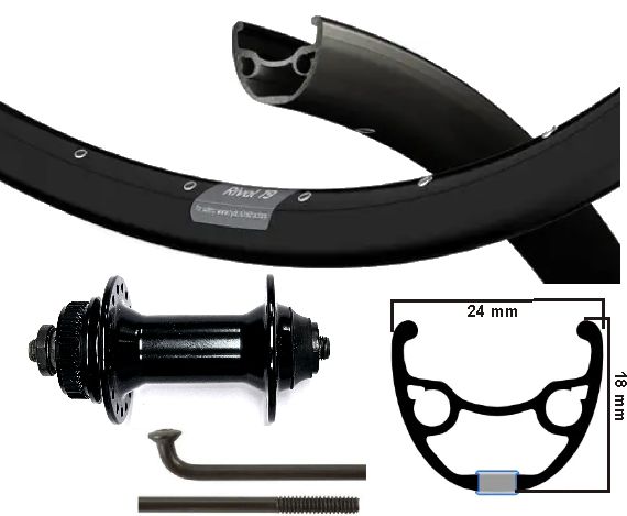 Rueda delantera de KGS 28 pulgadas (622) Rival 19 Sable Black Centerlock