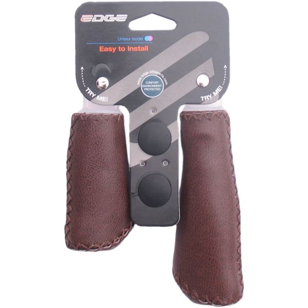 L'impugnatura in pelle per bordi - set maniglia di forma ergonomica - vera pelle - 135 mm sinistra 92 mm a destra - marrone scuro opaco