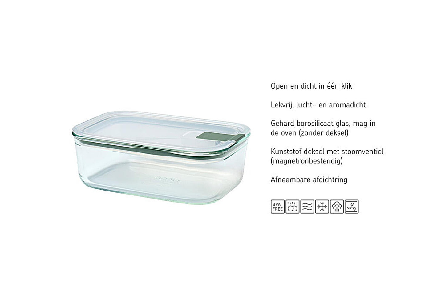 Caja de limpieza de vidrio Mepal Easyclip Nordic Sage 450 ml