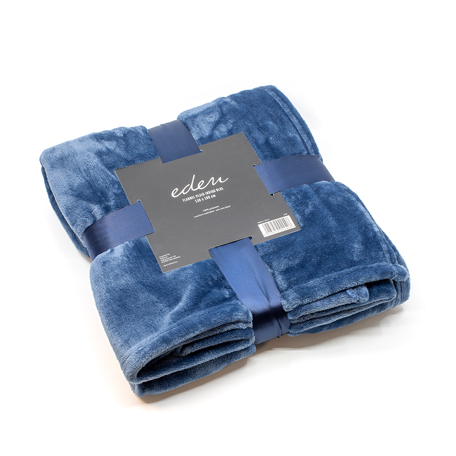 Accogliente plaid eden in flanella blu 130x180 cm