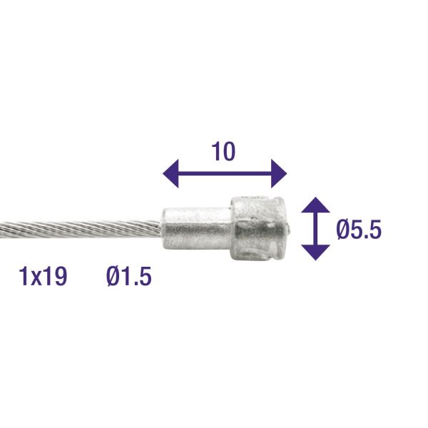 REM Binnenkabel Elvedes 2000mm in acciaio inossidabile Ø1,5 mm V-NIPPLE (100 pezzi)