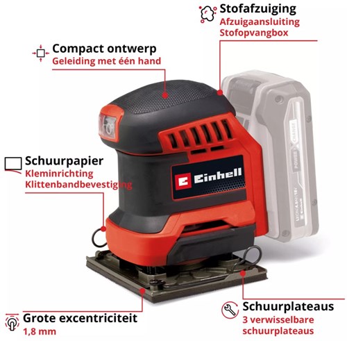 Einhell te-os 18 113 3x li - lijadora múltiple inalámbrica | 18v | sin pilas ni cargador - 4460730