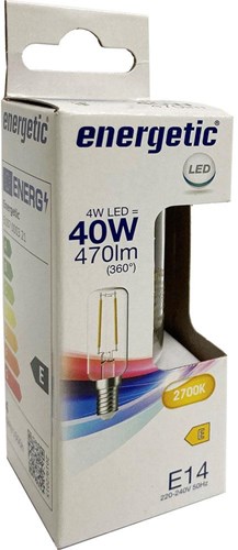 Lámpara de tubo LED energética T25 E14 4-40W 2700K filamento transparente - 2720030