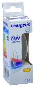 Candela energetica LED E14 2.1-25W 2700K filamento trasparente - 2720110