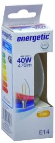 Candela energetica LED E14 4-40W 2700K filamento trasparente - 2720120