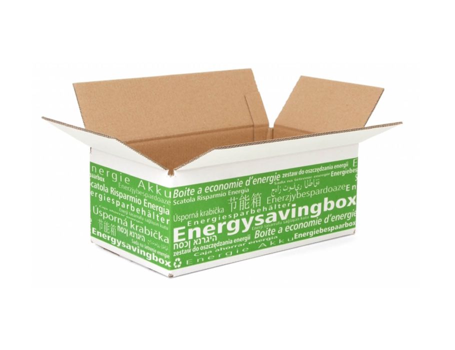 Caja de ahorro de energía con impresión