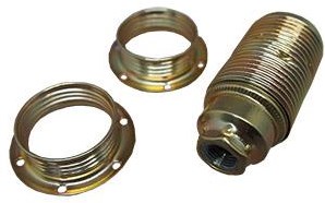 Portalampada Enzo e14 con 2x ghiera ottone 6042268