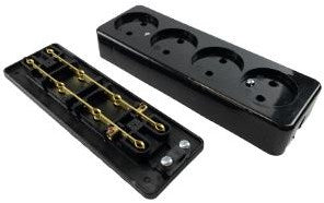 Toma de mesa Enzo 4v alargada negra 6871160