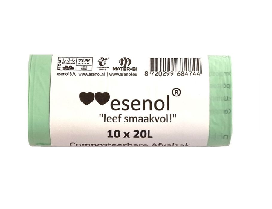 Bolsas de desechos compostables de Esenol en vivo 20 litros 1 rollo de 10º