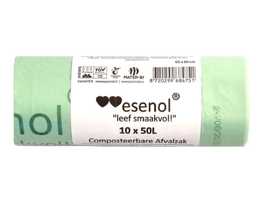 Bolsas de desechos compostables de Esenol en vivo 50 litros 1 rollo de 10º