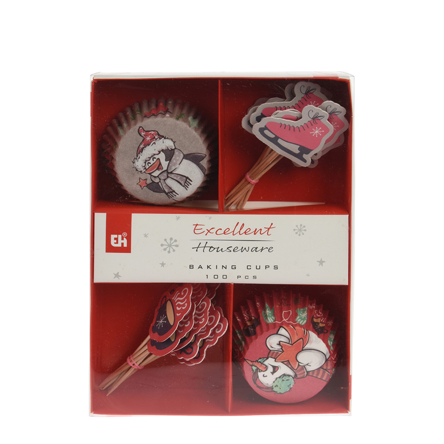 Eccellente set per cupcake casalinghi pupazzo di neve 48 pezzi