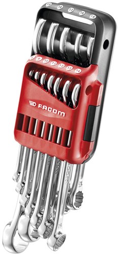 Serie Facom di 12 chiavi combinate in supporto