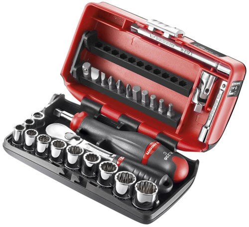 Set di chiavi a bussola Facom compact 1 4'' 12 cricchetti laterali antipolvere